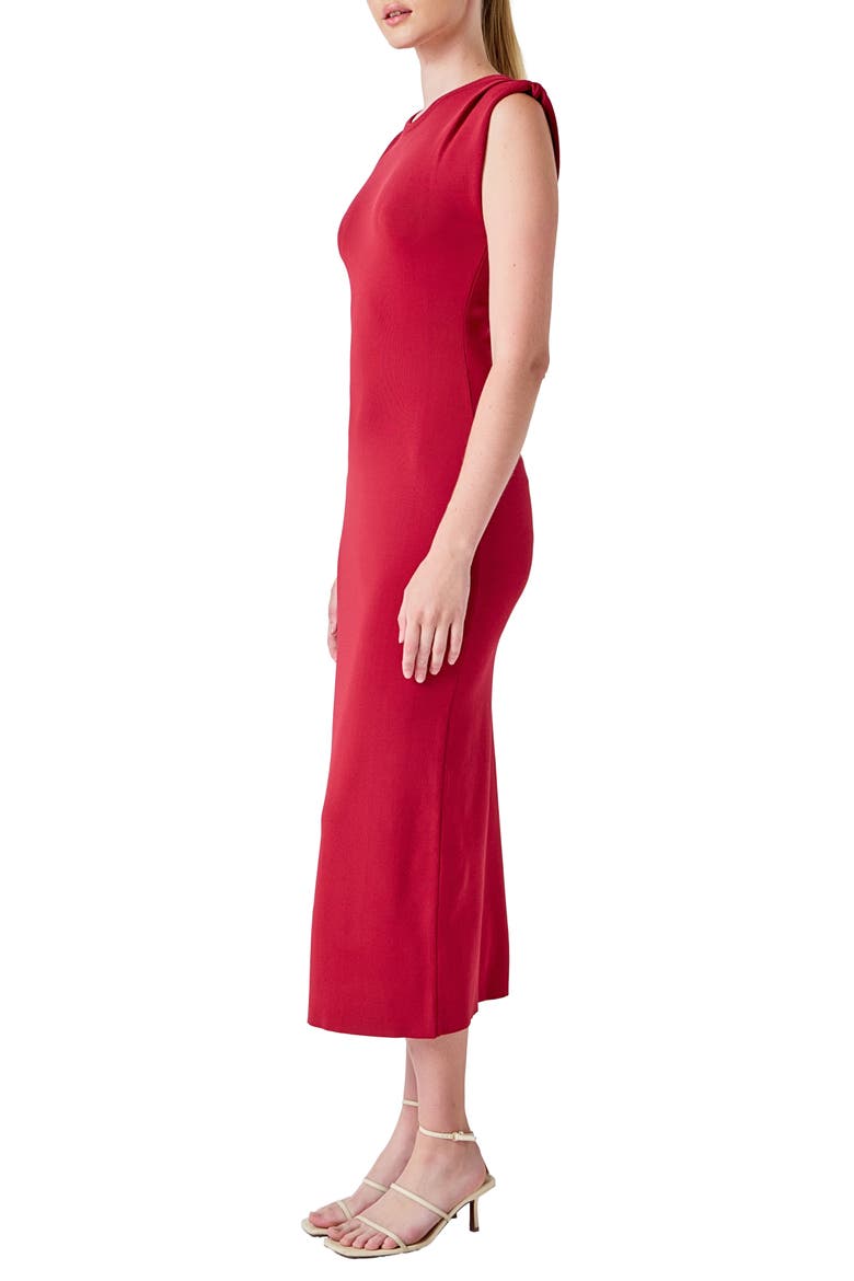 Pleated Shoulder Midi Sweater Dress, Alternate, color, MERLOT