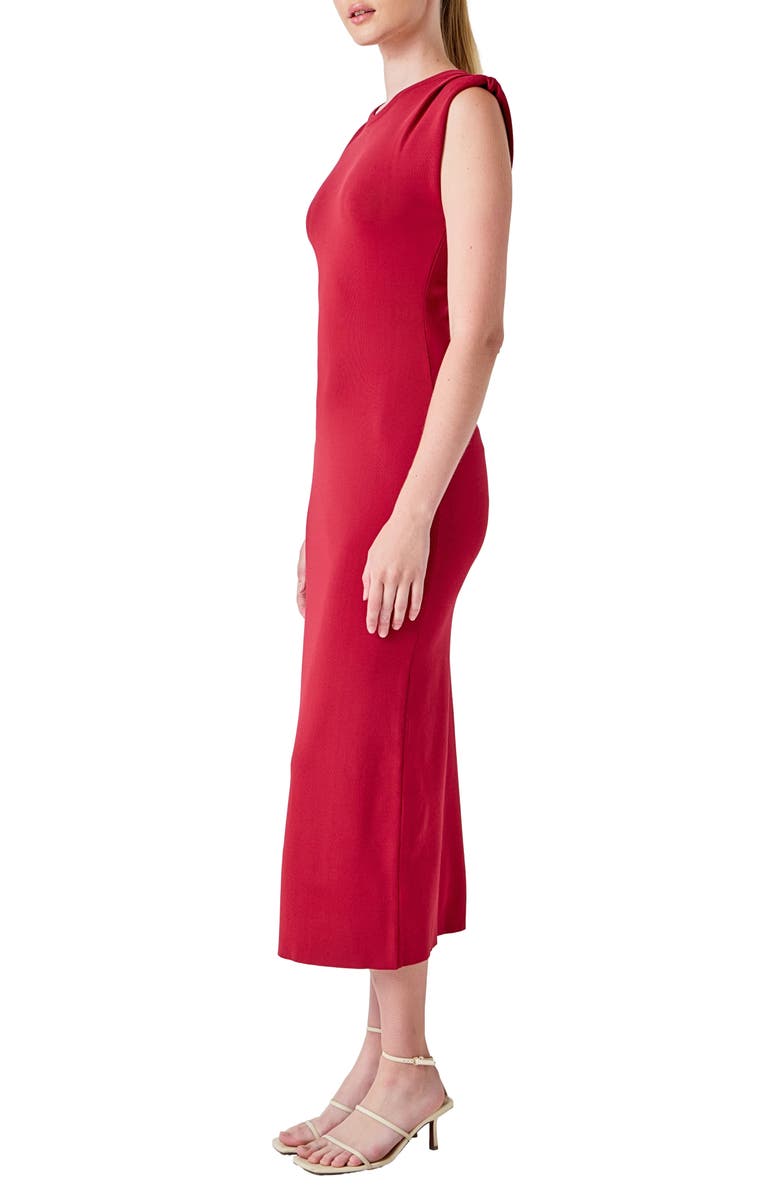 Endless Rose Pleated Shoulder Midi Sweater Dress, Alternate, color, Merlot
