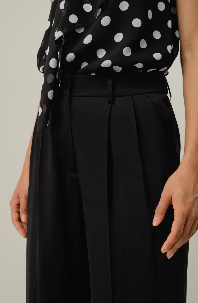 Lilysilk Double Faced Charmeuse Silk Straight Leg Pants, Alternate, color, Black