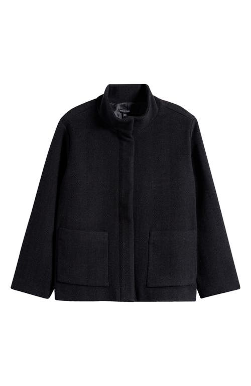 Eileen Fisher High Collar Wool Jacket In Gray