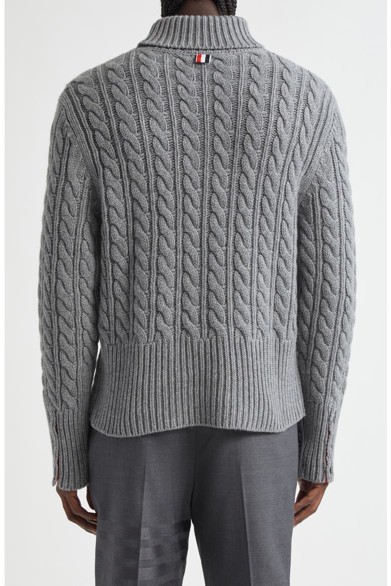 Classic Cable Knit Cashmere Turtleneck Sweater, Alternate, color, LIGHT GREY
