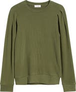 Loveappella Pleated Long Sleeve Brushed Jersey Top