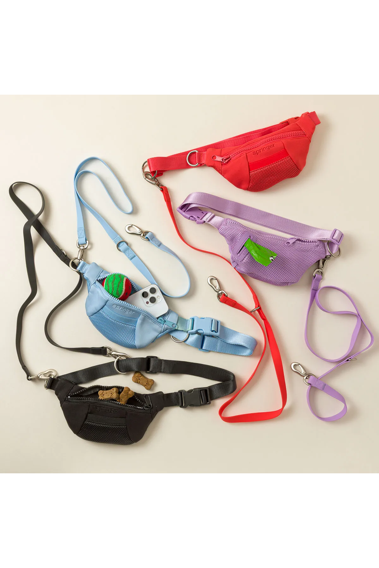 4-in-1 Hands-Free Dog Walking Leash Bag by Springer Pets, Alternate, color, Bright Red