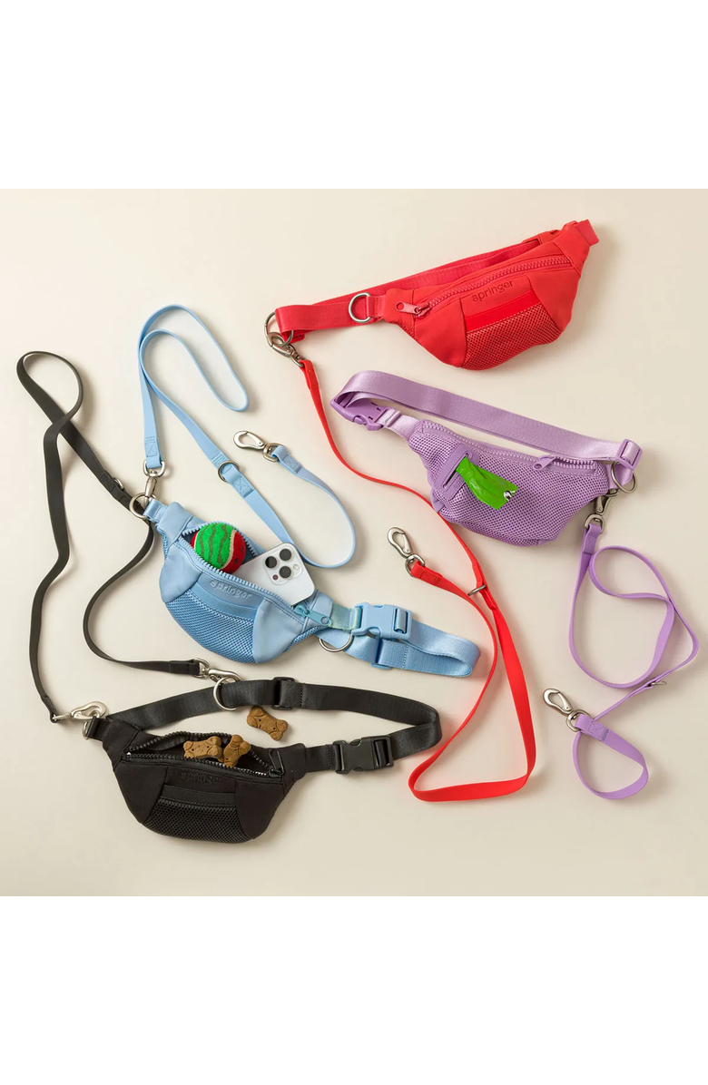 Uncommon Goods 4-in-1 Hands-Free Dog Walking Leash Bag by Springer Pets, Alternate, color, Bright Red