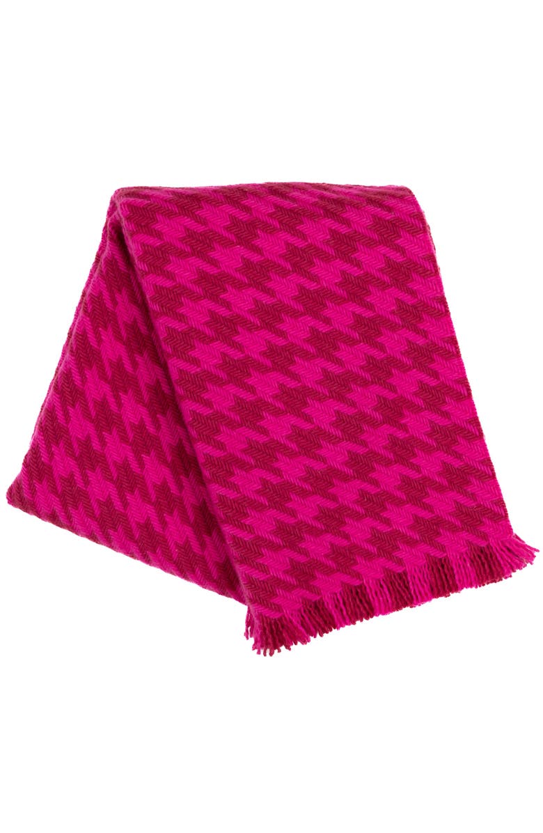 Prince of Scots Southampton Home Naturally Weighted Houndstooth Throw, Main, color, Pink