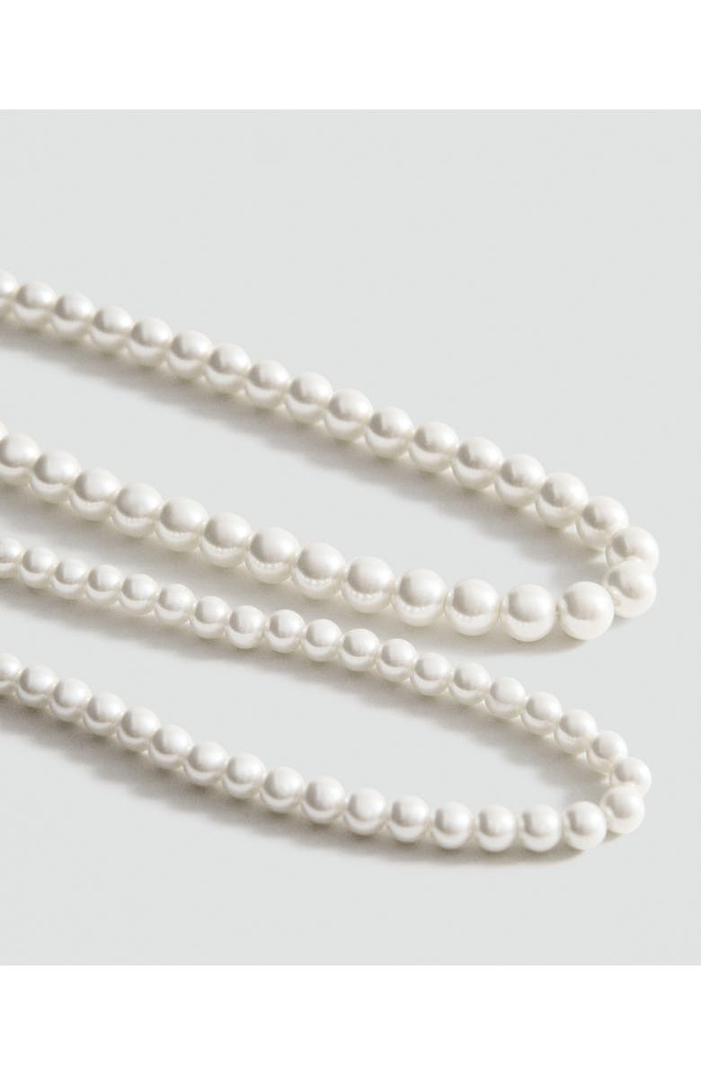 MANGO Faux Pearl Double Strand Necklace, Alternate, color, White