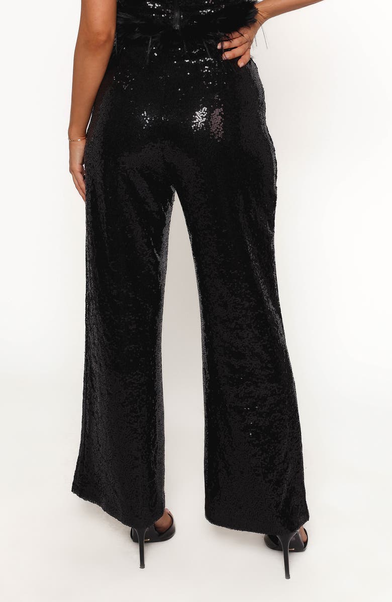 Petal & Pup Drea Sequin Straight Leg Pants, Alternate, color, Black