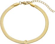 Adornia 18k Gold Plated Initial Herringbone Chain Bracelet