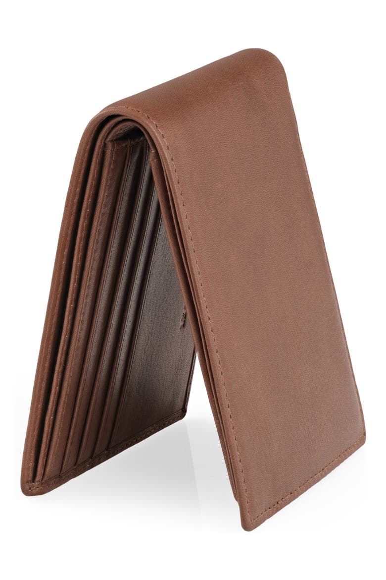 RFID Leather Billfold Wallet, Alternate, color, BROWN