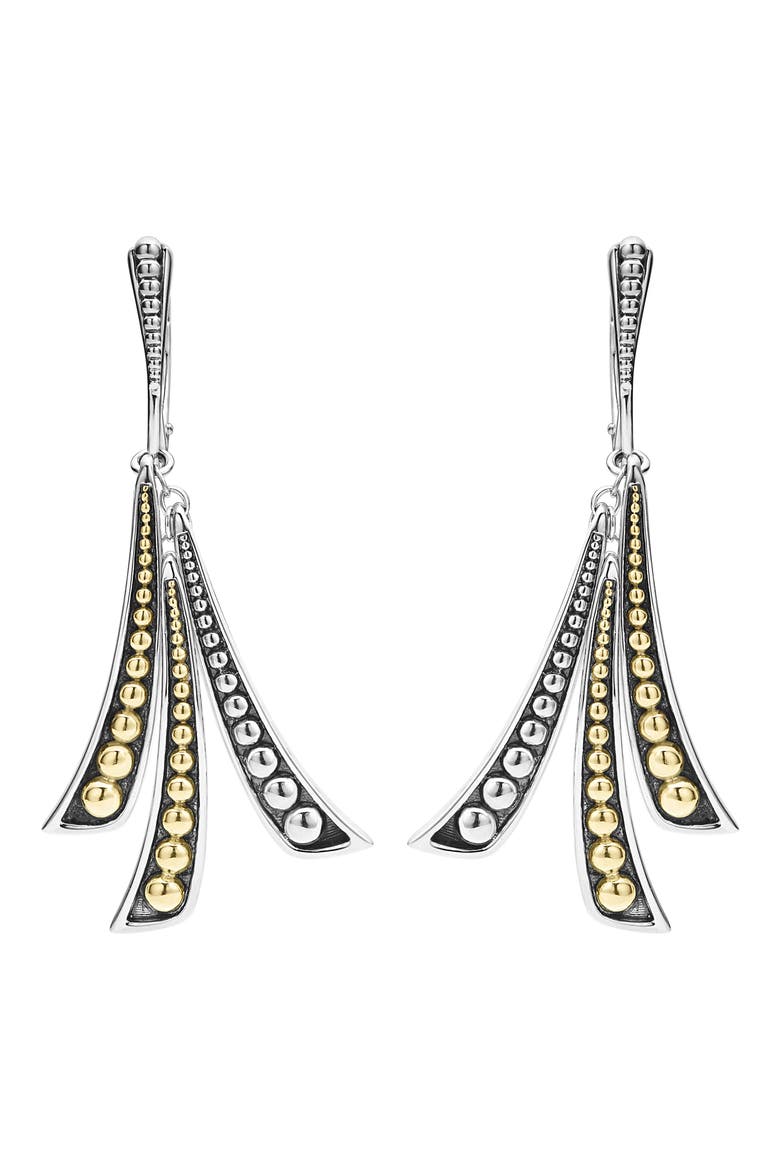 Signature Caviar Linear Drop Earrings, Main, color, SILVER/ GOLD
