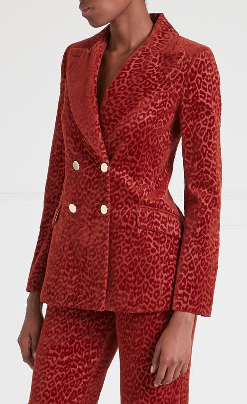 Temperley London Leopard-pattern Double-breasted Blazer In Red