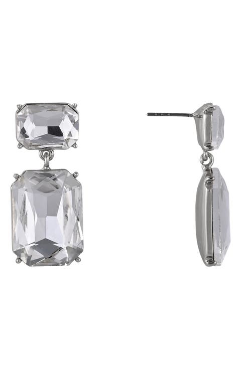 Square Stone Drop Earrings