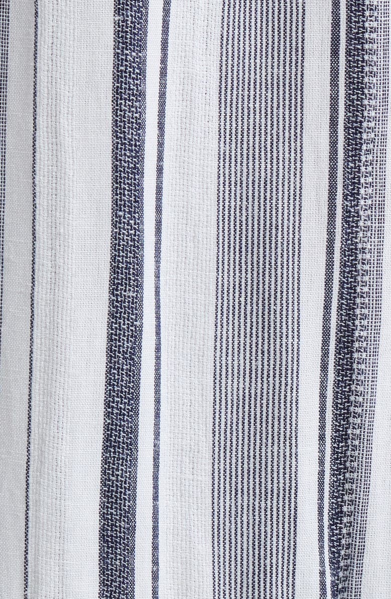 Nordstrom Ruched Plunge Maxi Cover-Up Dress, Alternate, color, Navy Stripe