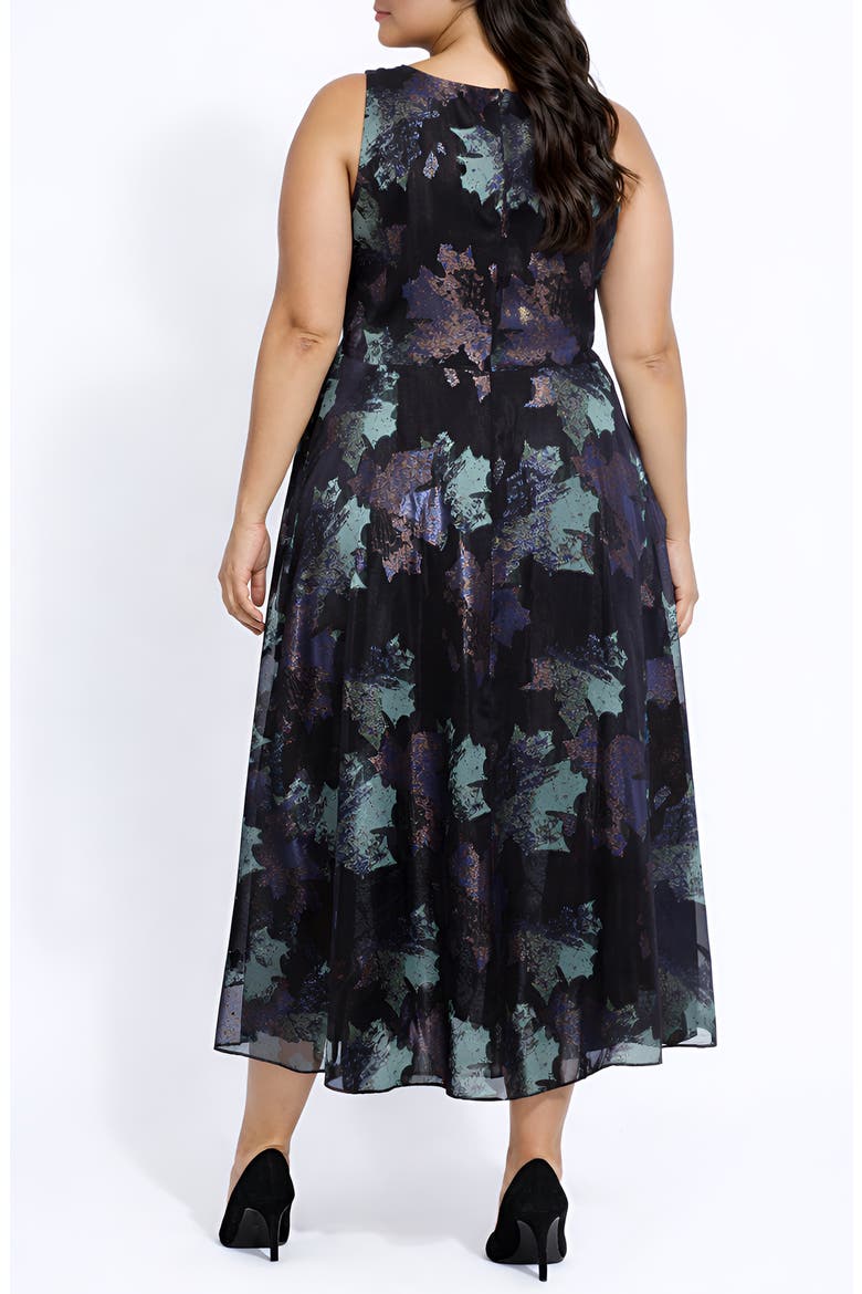 Sleeveless High Low Brocade Dress, Alternate, color, BLACK/ MULTI