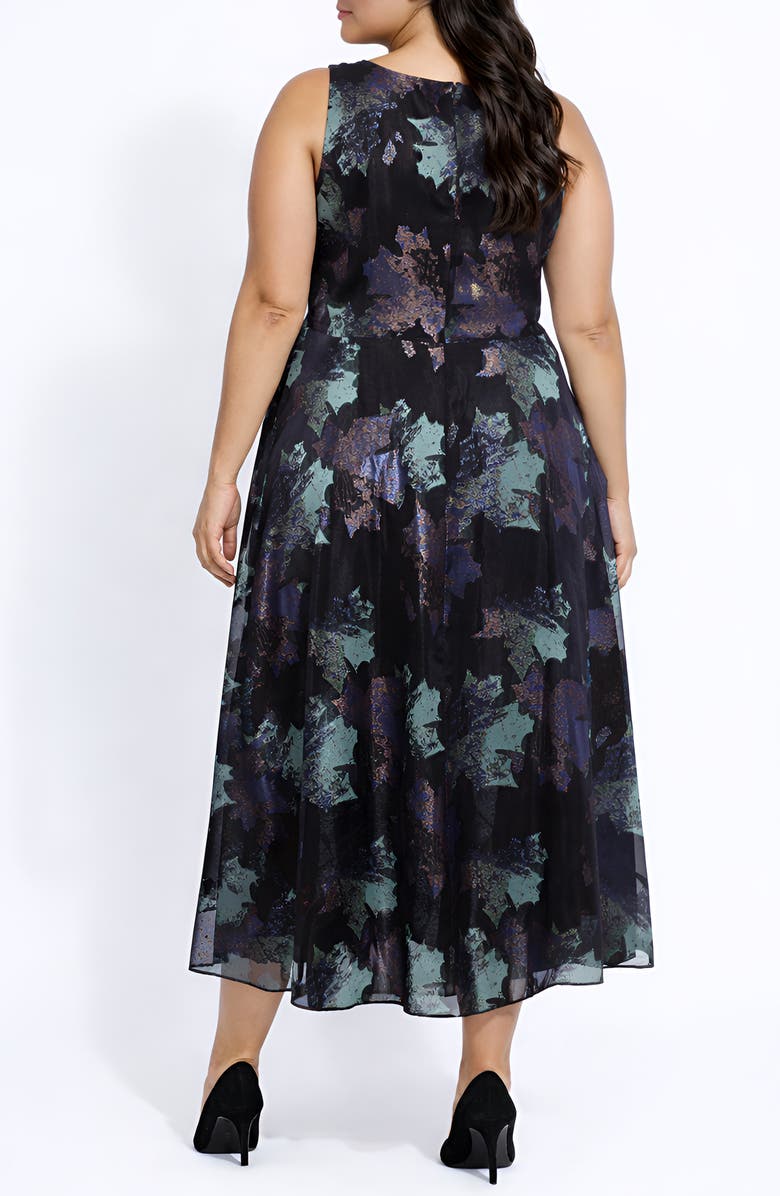 Oleg Cassini Sleeveless High Low Brocade Dress, Alternate, color,