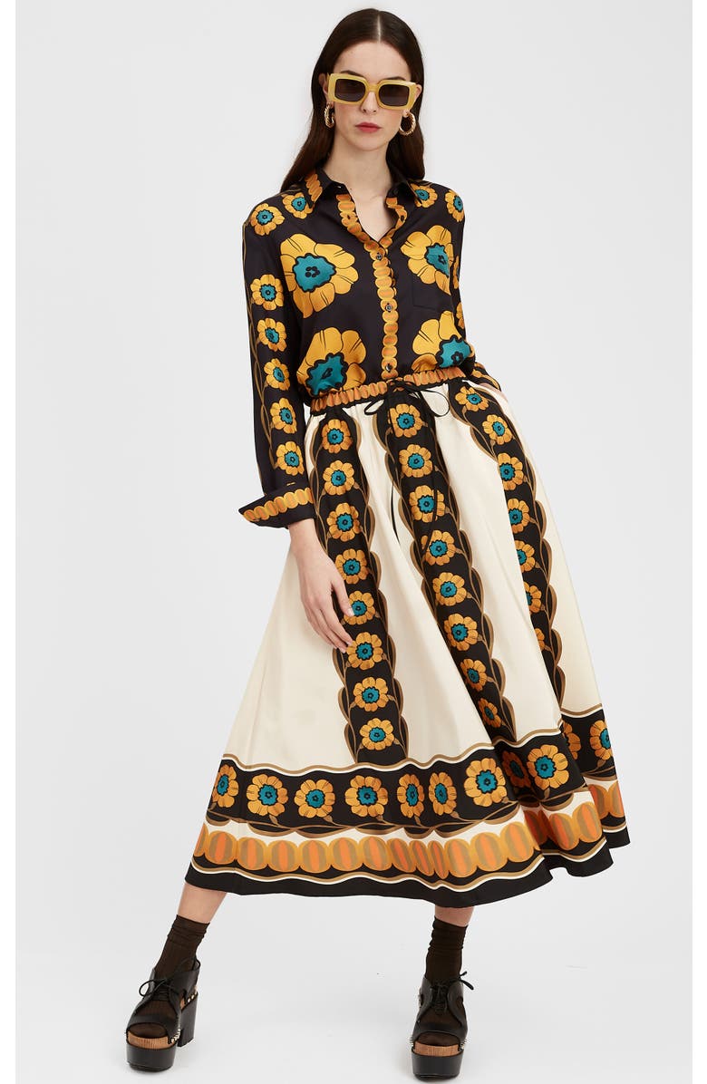 La DoubleJ Drawstring Skirt Daisychain Placée Orange, Main, color,