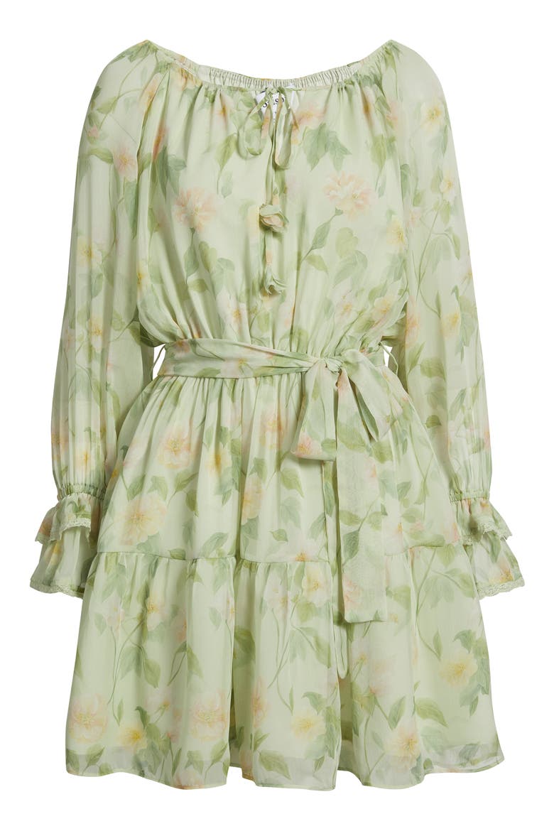 Paloma Floral Print Long Sleeve Minidress, Alternate, color, SAGE PINK YELLOW