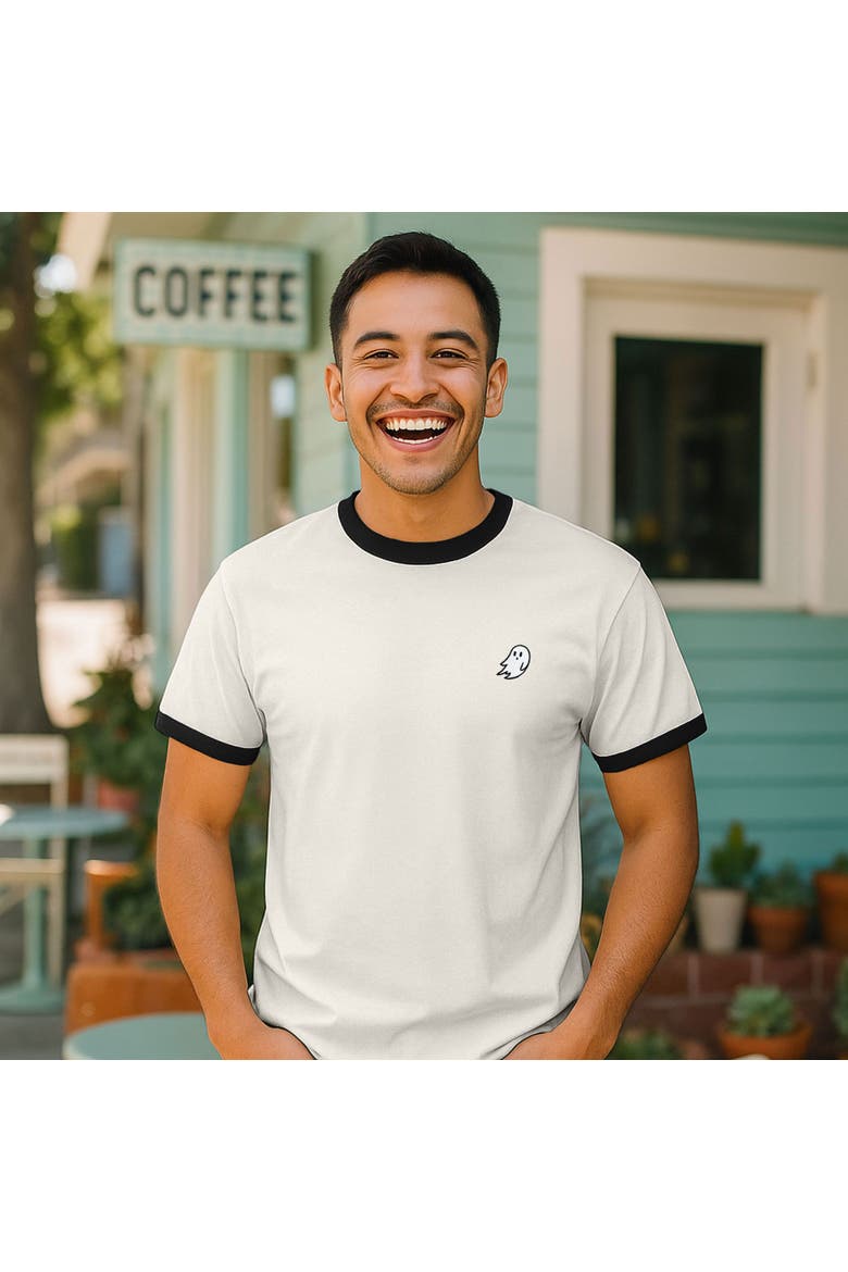 Mens Ghost Jersey Ringer Tee, Alternate, color, Vin White Black
