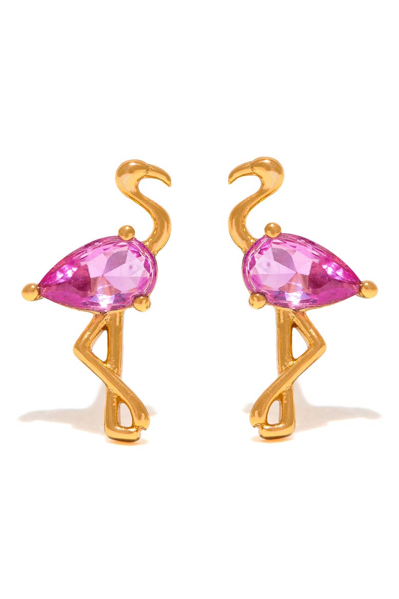 Flamingo Stud Earrings, Main, color, GOLD