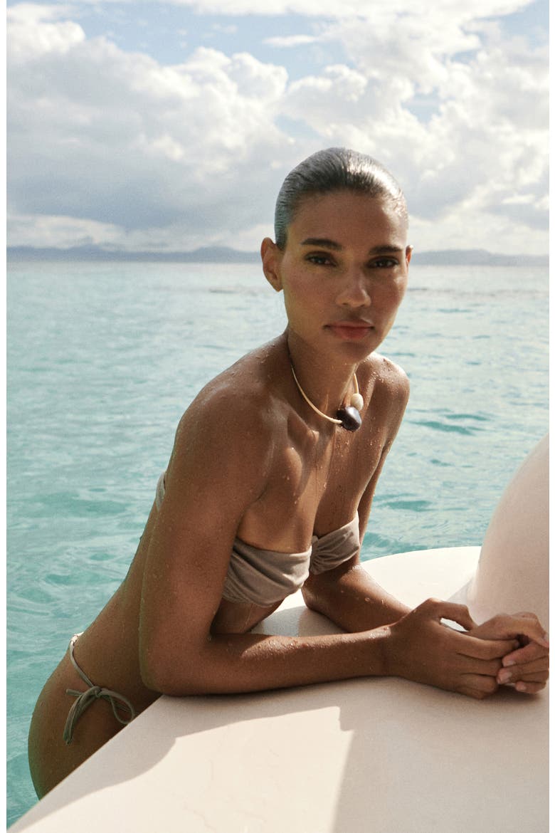 Shiny Bikini Top, Alternate, color, LIGHT/ PASTEL GREY