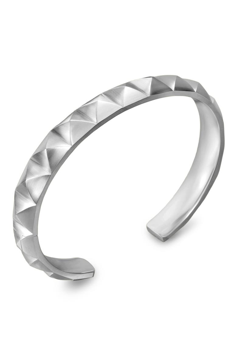 Men's Pyramid Open Cuff Bracelet in Sterling Silver, 9.3mm, Alternate, color, STERLING SILVER