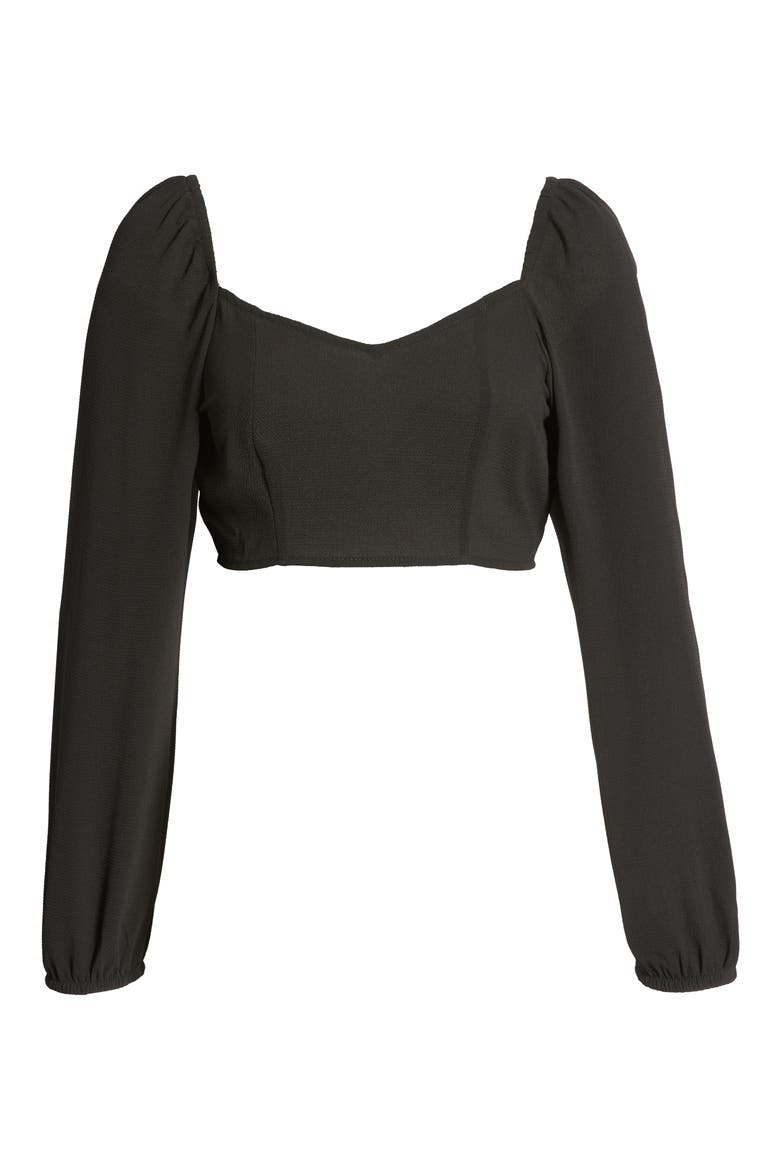 Saga Sweetheart Neck Crop Top, Alternate, color, BLACK