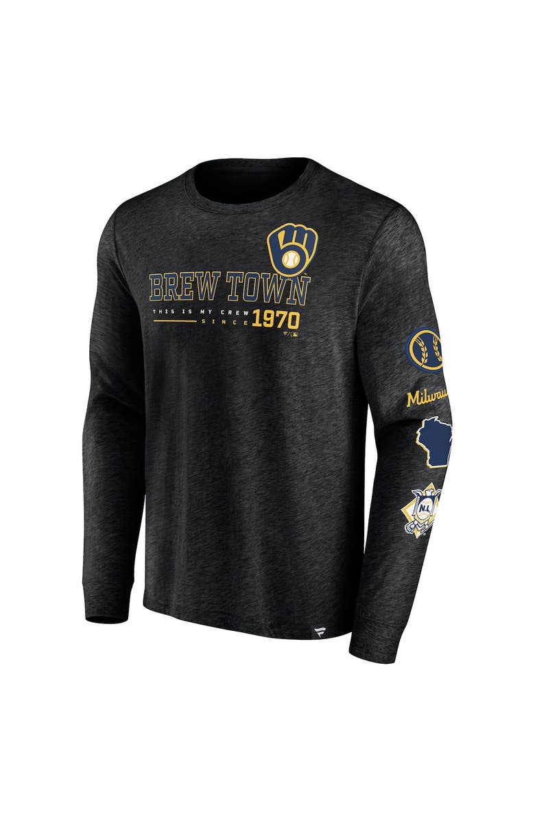 FANATICS Men's Fanatics Branded Black Milwaukee Brewers High Whip Pitcher Long Sleeve T-Shirt, Alternate, color,