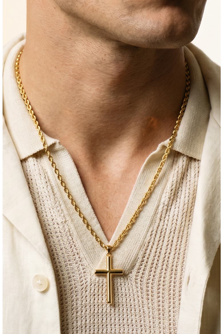 Men's Cross Pendant Necklace, Alternate, color, GOLD