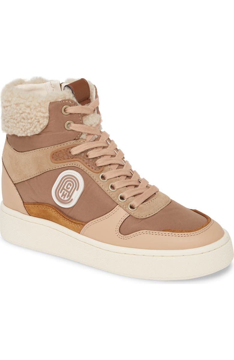 COACH C220 High Top Sneaker with Genuine Shearing Trim, Main, color,