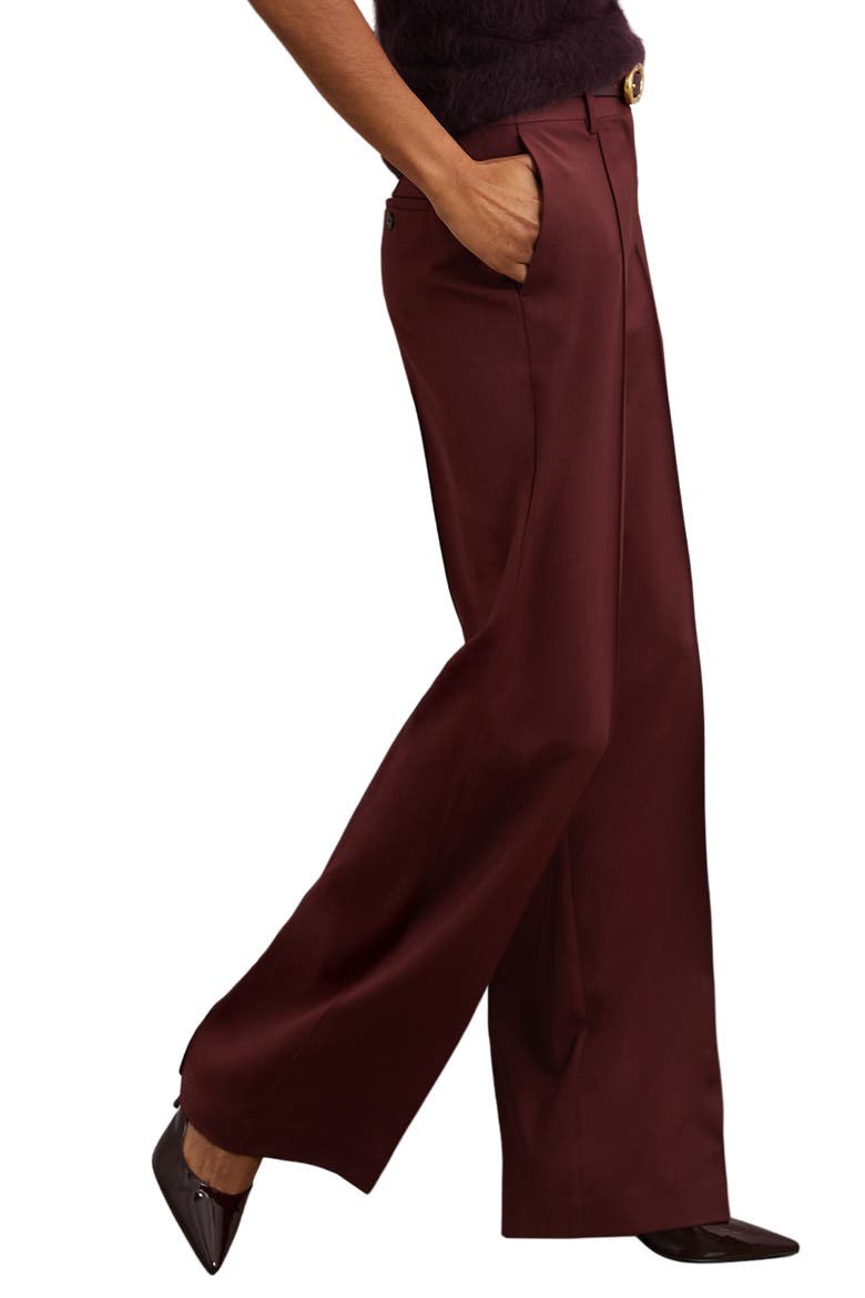 Luisa Wide Leg Pintuck Trousers, Alternate, color, BURGUNDY