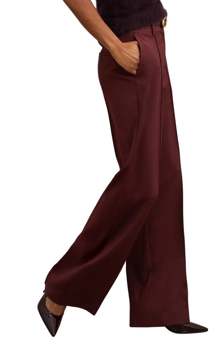 Reiss Luisa Wide Leg Pintuck Trousers, Alternate, color, Burgundy