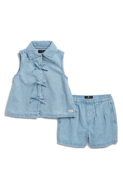 Kids' Printed Cotton Seersucker Top & Shorts Set (Little Girl)
