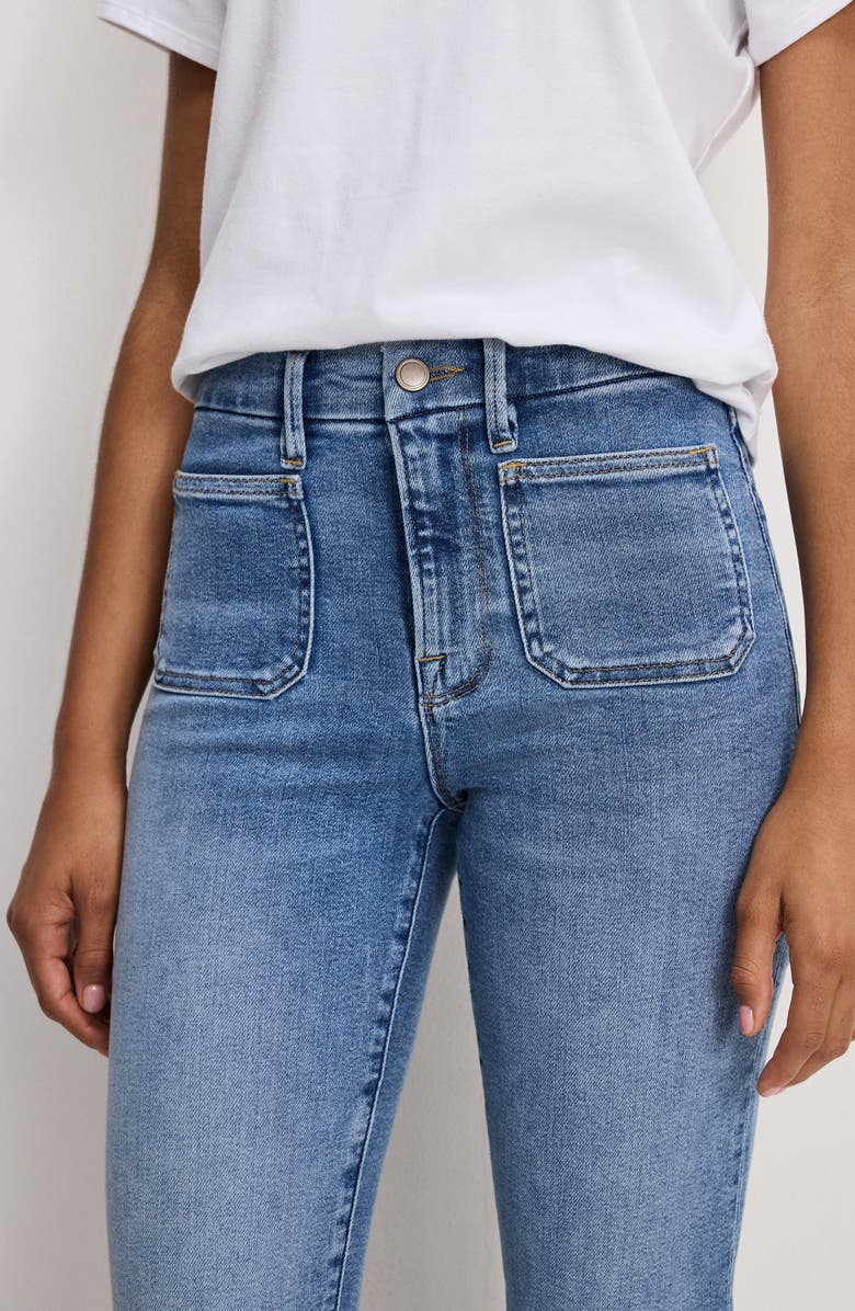 Good American Good Legs Patch Pocket High Waist Flare Jeans, Alternate, color, Indigo1149