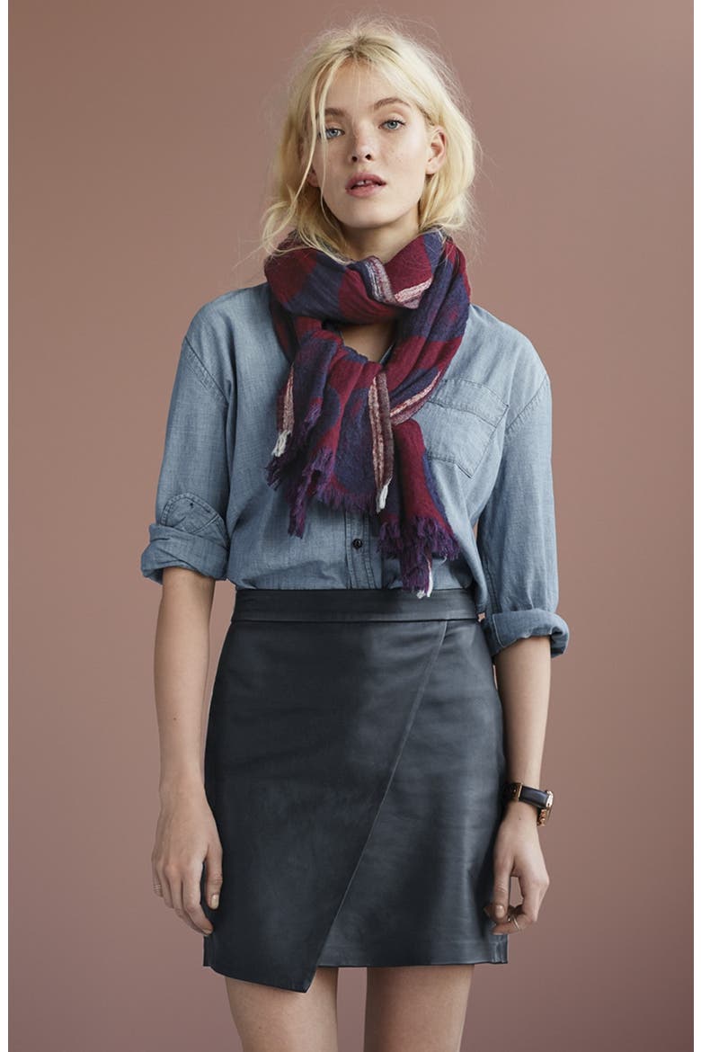 Leather Wrap Front Skirt, Alternate, color, TRUE BLACK