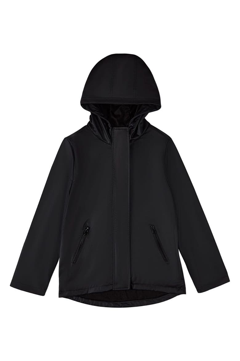 Teens Classic Hooded Lined Raincoat with Included Carry Pouch, Main, color, Black
