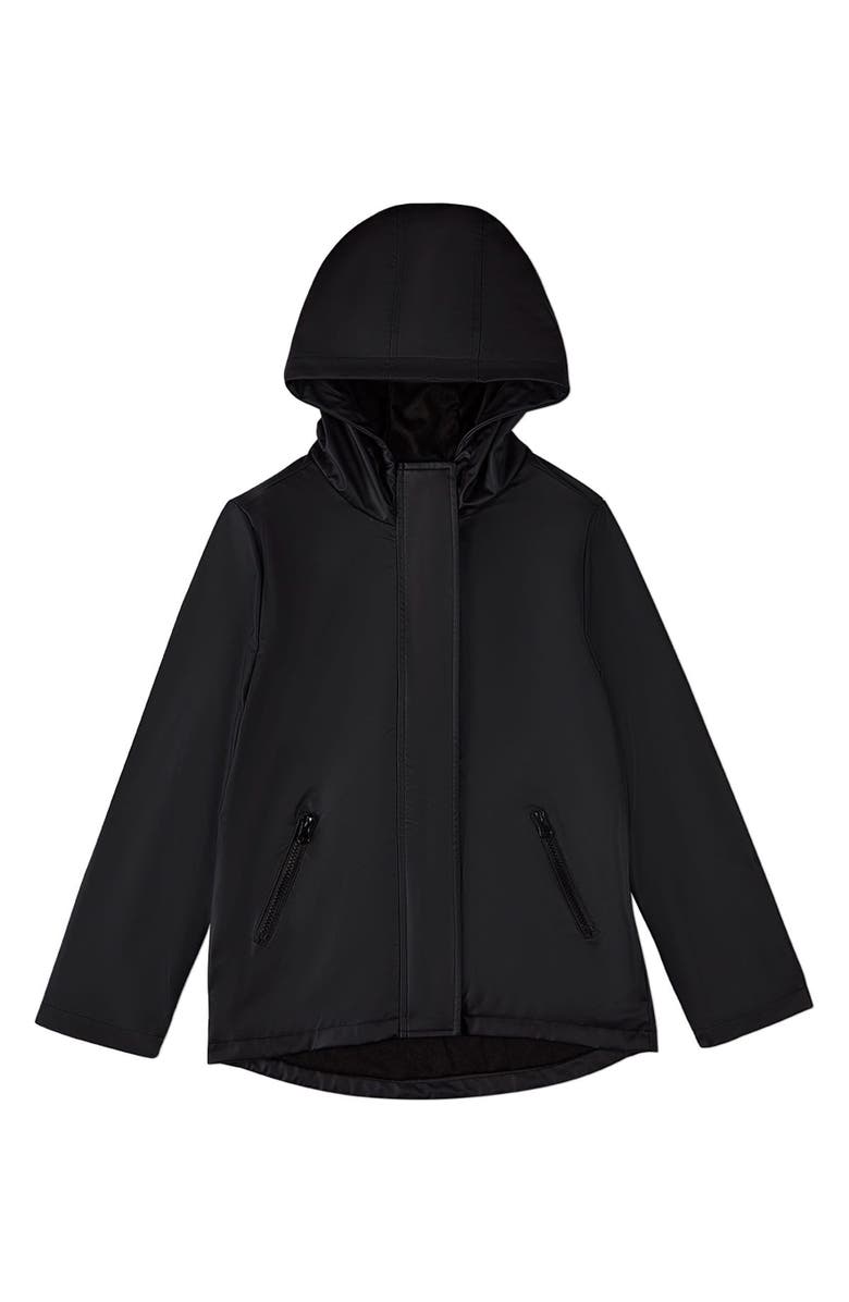 MeMoi Teens Classic Hooded Lined Raincoat with Included Carry Pouch, Main, color, Black