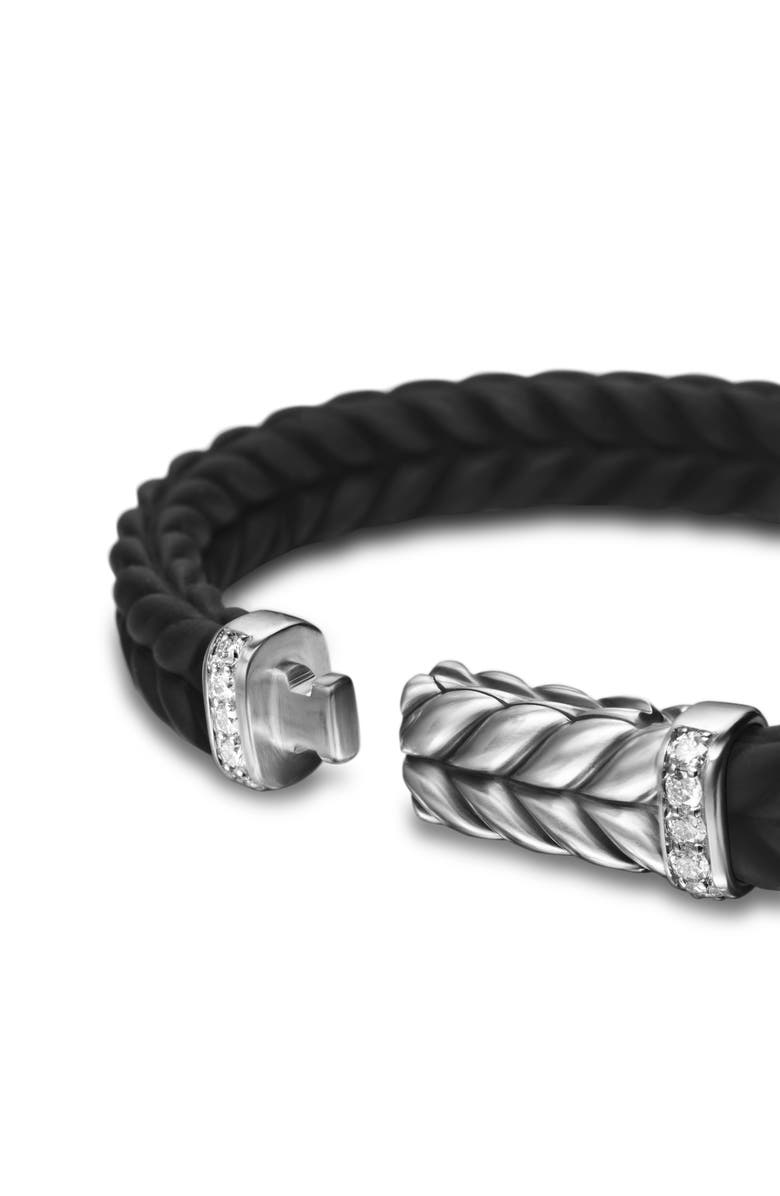 David Yurman Chevron Station Rubber Bracelet, Alternate, color, Black/Diamond