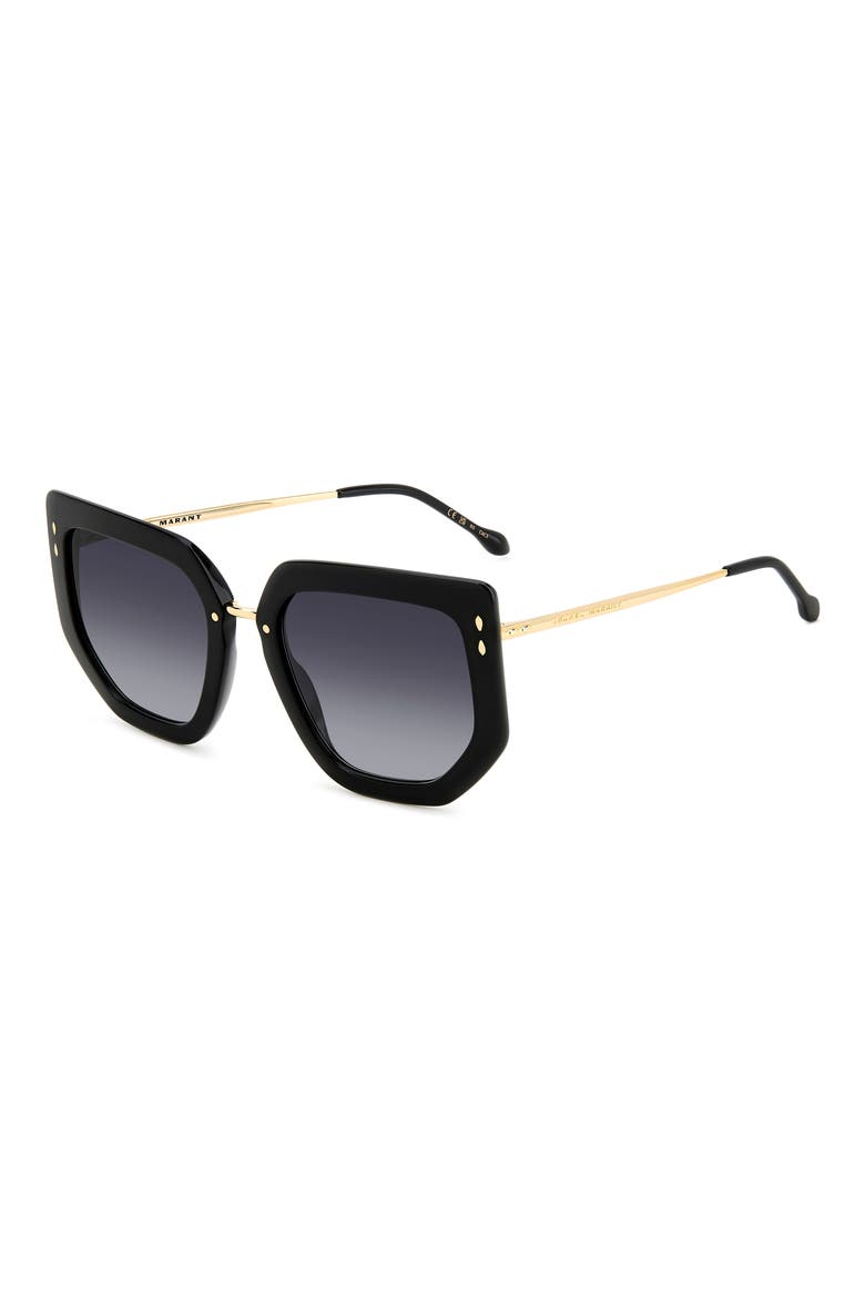 55mm Gradient Cat Eye Sunglasses, Alternate, color, BLACK GOLD/ GREY SHADED