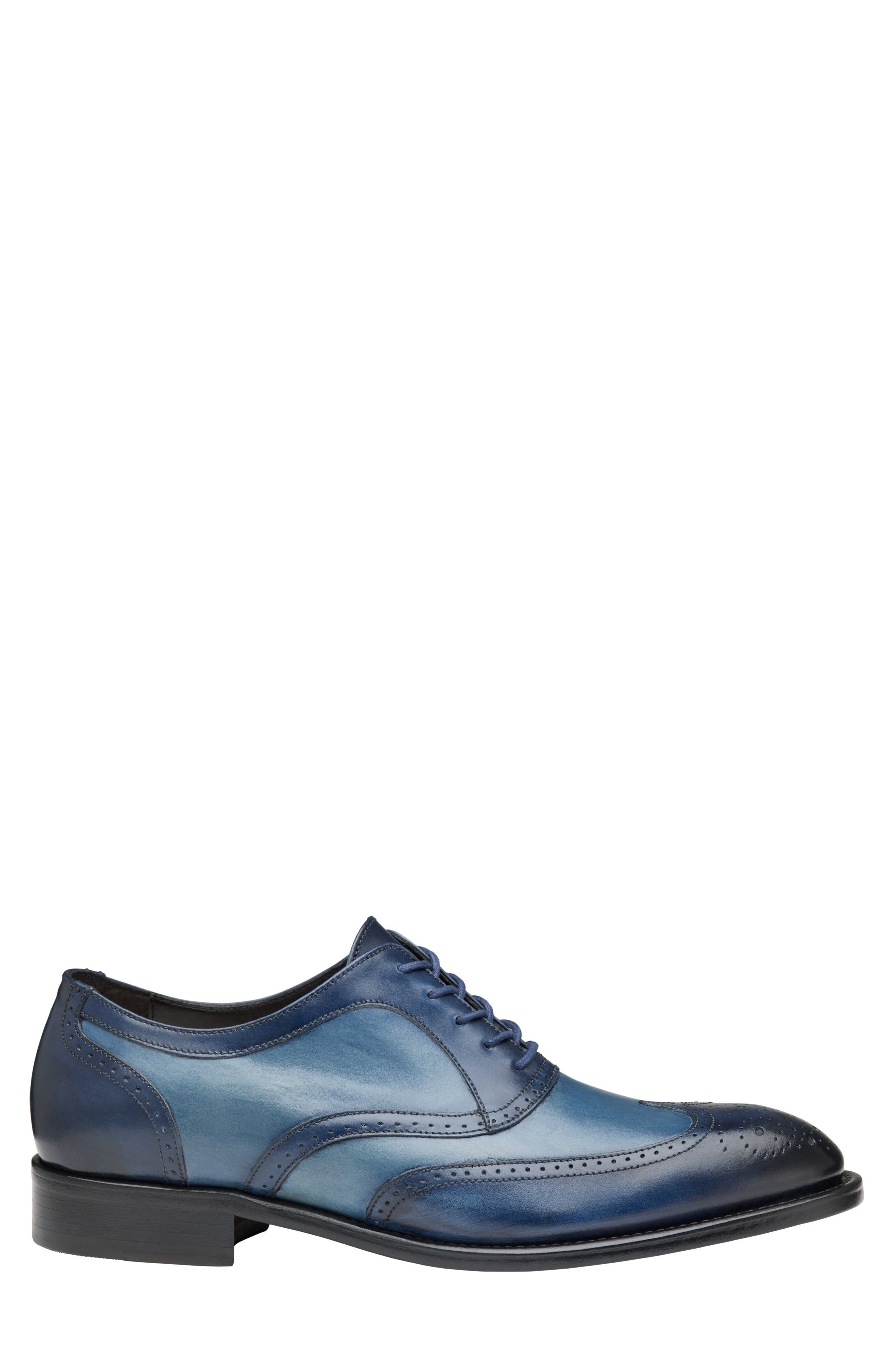 Johnston & Murphy Ellsworth Wingtip Derby, Alternate, color, Navy Italian Calfskin