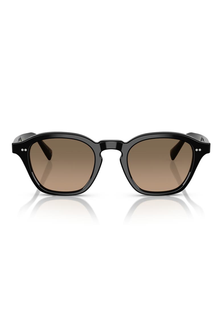 48mm Small Polarized Square Sunglasses, Main, color, BLACK / SANDSTONE
