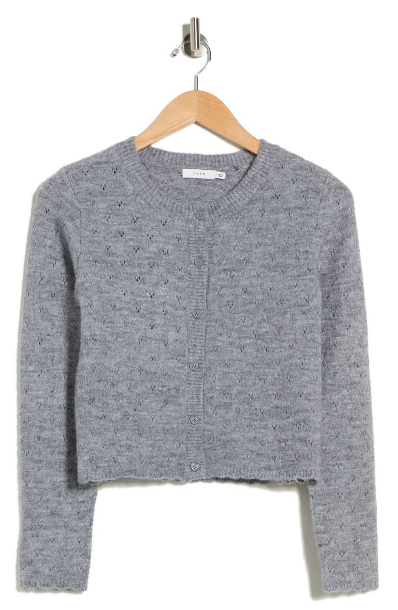 Lush Lightweight Button Front Crop Cardigan, Alternate, color, Heather Grey