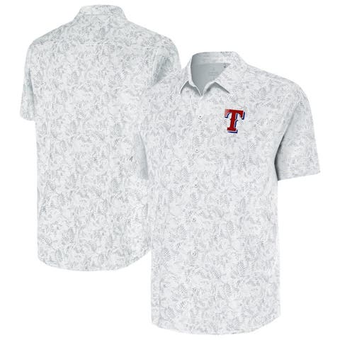 Men's Antigua White Texas Rangers Lush Button-Up Shirt