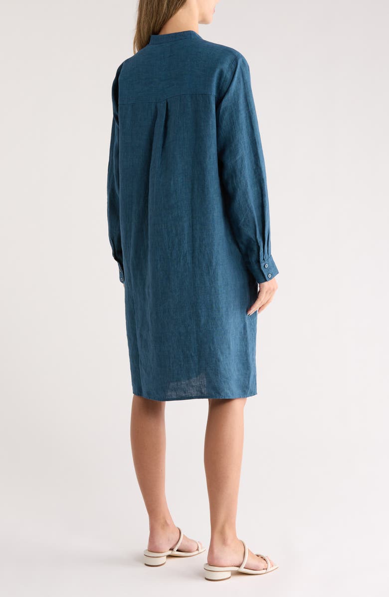 Long Sleeve Organic Linen Shift Shirtdress
