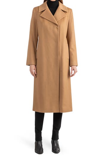 Sofia Cashmere Wool Blend Notch Lapel Coat In Camel