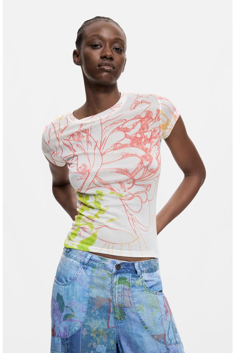 Mixed Print Denim Pants, Alternate, color, LIGHT BLUE