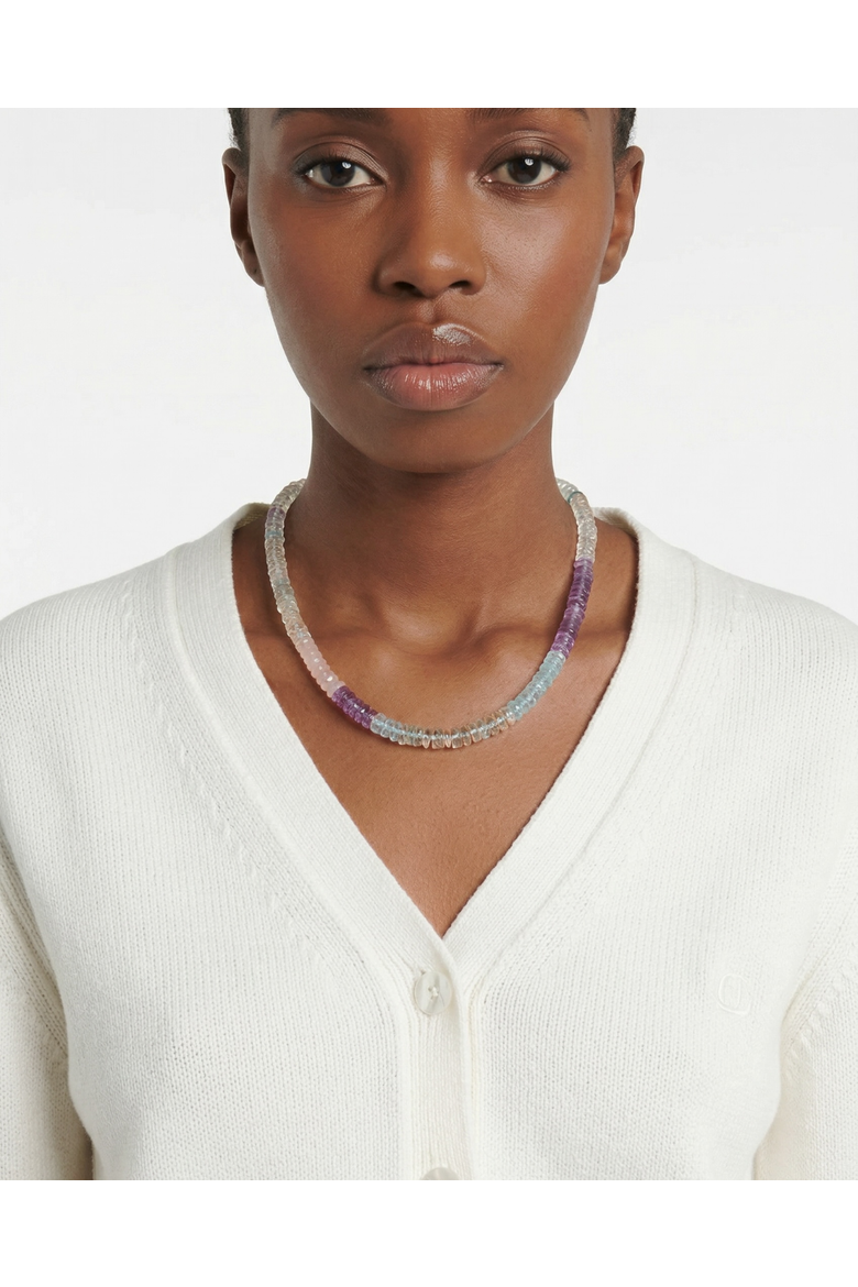 Faceted Gemstone Necklace - Clear Quartz, Amethyst, Topaz, Beryl, Rose Quartz, Alternate, color, 19-21"