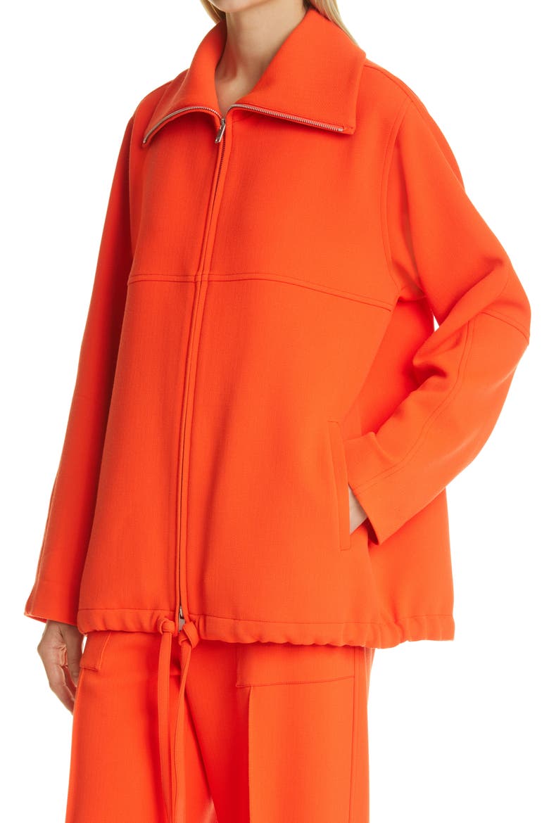 Zip Front Drawstring Hem Wool Jacket, Alternate, color, BRIGHT ORANGE