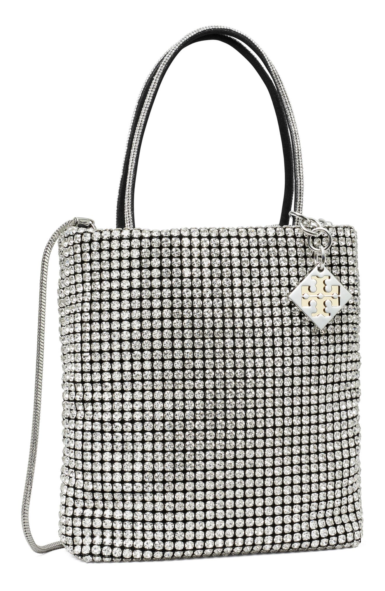 Key Item Crystal Embellished Top Handle Bag, Alternate, color, SILVER