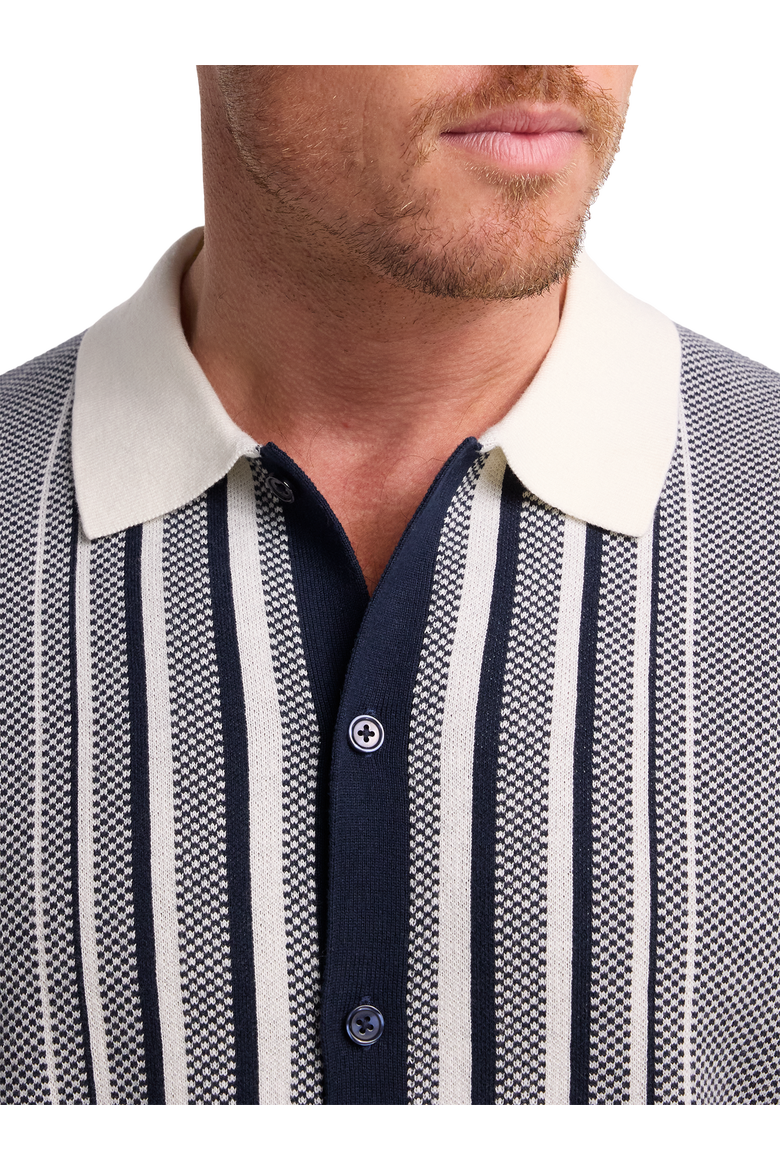 Cotton Button Front Polo, Alternate, color, Navy