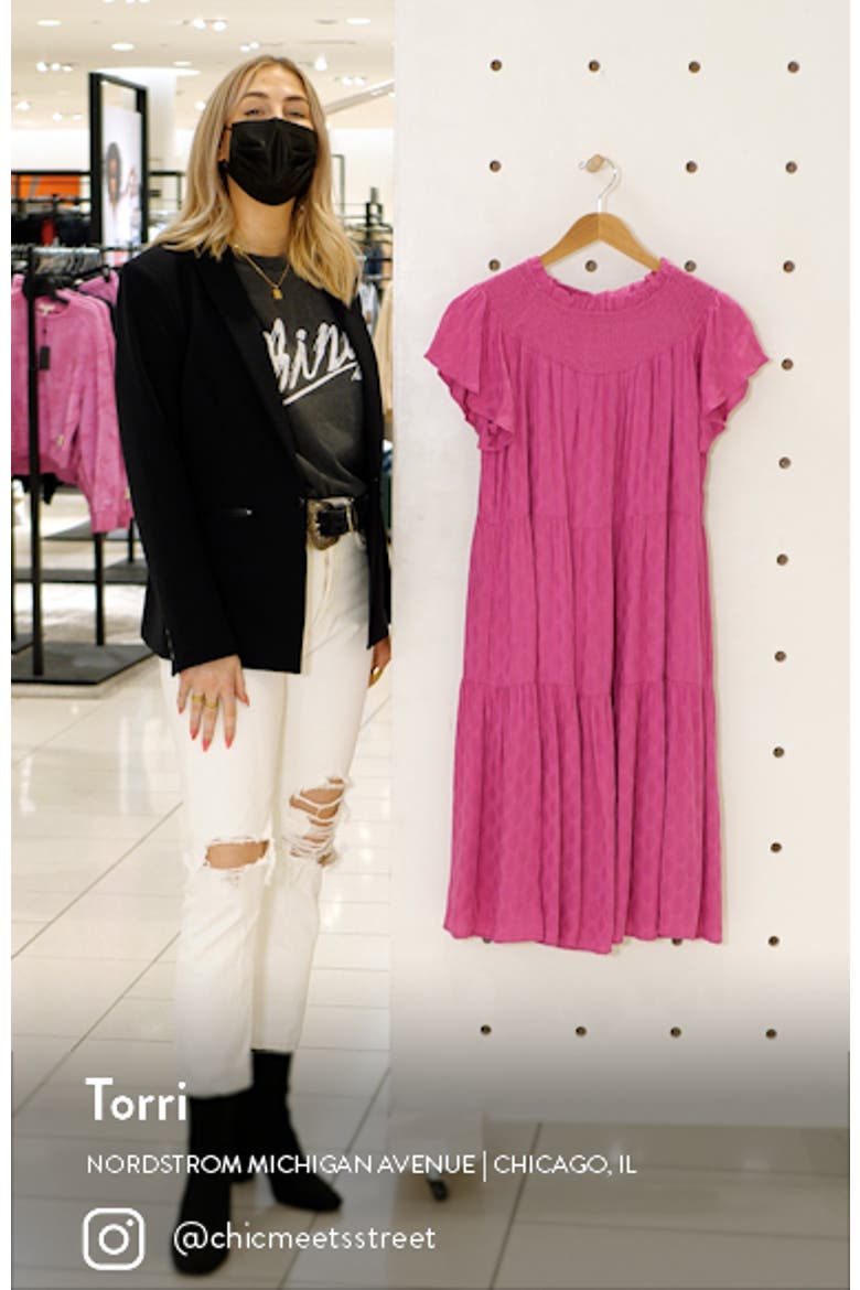 Flutter Sleeve Tiered Jacquard Dress video